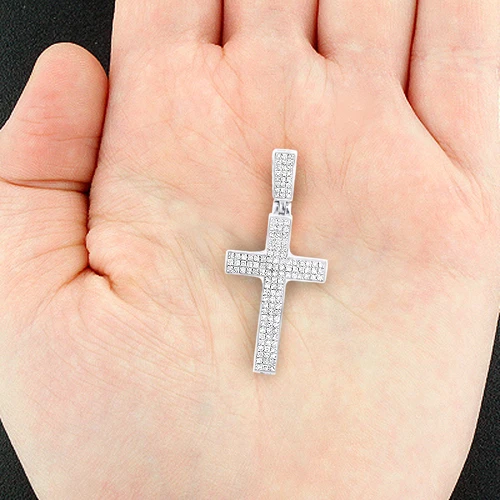 Sterling Silver Diamond Cross Pendant 1/2ct 3 Sterling Silver Diamond Cross Pendant 1/2ct - Image 3