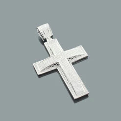 Sterling Silver Men's Diamond Cross Pendant 1.67ct