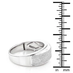 Sterling Silver Men's Diamond Wedding Band 0.32ct -Jewelry Sales Store sterling silver mens diamond wedding band 027ct p 47881 ruler