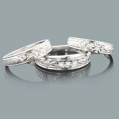 Sterling Silver Trio Diamond Ring Set 0.17ct 1 Sterling Silver Trio Diamond Ring Set 0.17ct