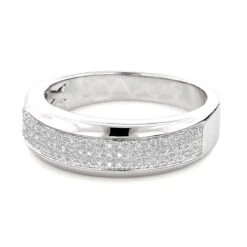 Sterling Silver Wedding Bands: Men's Diamond Ring 0.18ct