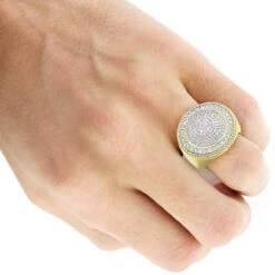 Unique 10K Yellow Gold 2 Carat Large Diamond Ring For Men Round Shape By Luxurman -Jewelry Sales Store unique 10k gold 2 carat large diamond ring for men round shape by luxurman bodye