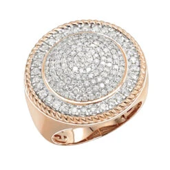 Unique 10K Yellow Gold 2 Carat Large Diamond Ring For Men Round Shape By Luxurman -Jewelry Sales Store unique 10k gold 2 carat large diamond ring for men round shape by luxurman ro