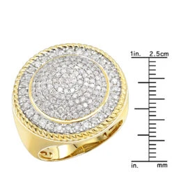 Unique 10K Yellow Gold 2 Carat Large Diamond Ring For Men Round Shape By Luxurman -Jewelry Sales Store unique 10k gold 2 carat large diamond ring for men round shape by luxurman rulerye