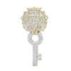Unique 10K Yellow Gold Diamond King Lion Head Pendant With Key For Men 1 Carat