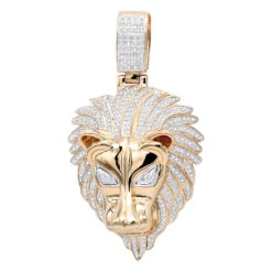 Unique 10K Yellow Gold Lion Head Diamond Pendant For Men 0.9ct By Luxurman -Jewelry Sales Store unique 10k gold lion head diamond pendant for men 09ct by luxurman ro