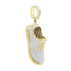 Unique 10K Yellow Gold Sneaker Shoe Diamond Pendant For Men 1.13ct By Luxurman
