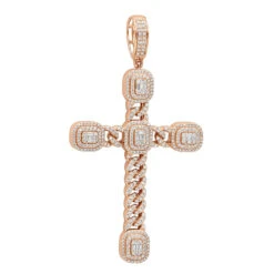 Unique 14K White Gold Large Cuban Link Cross Diamond Pendant For Men 2.5ct 3 Inch -Jewelry Sales Store unique 14k gold large cuban link cross diamond pendant for men 25ct 3 inch 803174 ro