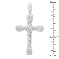 Unique 14K White Gold Large Cuban Link Cross Diamond Pendant For Men 2.5ct 3 Inch -Jewelry Sales Store unique 14k gold large cuban link cross diamond pendant for men 25ct 3 inch 803174 rulerwh
