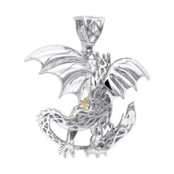 Unique 14K White Gold White Yellow Blue Diamond Dragon Pendant For Men 4.25ct -Jewelry Sales Store unique 14k gold white yellow blue diamond dragon pendant for men 425ct backwh