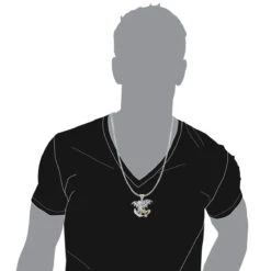 Unique 14K White Gold White Yellow Blue Diamond Dragon Pendant For Men 4.25ct -Jewelry Sales Store unique 14k gold white yellow blue diamond dragon pendant for men 425ct bodwh