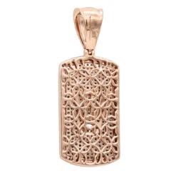 Unique 1ct Champagne Diamond Dog Tag Pendant With Crown 10K Rose Gold Iced Out Design -Jewelry Sales Store unique 1ct champagne diamond dog tag pendant with crown 10k gold iced out design 407099 backro