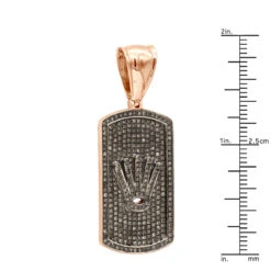 Unique 1ct Champagne Diamond Dog Tag Pendant With Crown 10K Rose Gold Iced Out Design -Jewelry Sales Store unique 1ct champagne diamond dog tag pendant with crown 10k gold iced out design 407099 rulerro