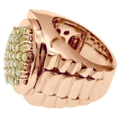 Unique 2 Carat Yellow Diamond Ring For Men 14K White Gold Custom Design -Jewelry Sales Store unique 2 carat yellow diamond ring for men 14k gold custom design 100684 back rose