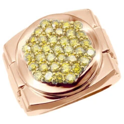 Unique 2 Carat Yellow Diamond Ring For Men 14K White Gold Custom Design -Jewelry Sales Store unique 2 carat yellow diamond ring for men 14k gold custom design 100684 rose