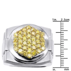 Unique 2 Carat Yellow Diamond Ring For Men 14K White Gold Custom Design -Jewelry Sales Store unique 2 carat yellow diamond ring for men 14k gold custom design 100684 ruler white