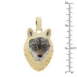 Diamond Wolf Pendant For Men 10K White Gold W Enamel 2ct Iced Out Design -Jewelry Sales Store unique custom jewelry iced out wolf pendant for men 14k gold enamel 2ct 100535 rulerye