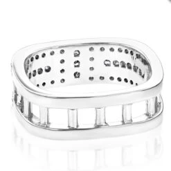 Unique Diamond Wedding Bands: Square Men's Ring 1.2ct 14K White Gold -Jewelry Sales Store unique diamond wedding bands square mens ring 13ct 14k gold backwh