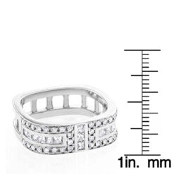 Unique Diamond Wedding Bands: Square Men's Ring 1.2ct 14K White Gold -Jewelry Sales Store unique diamond wedding bands square mens ring 13ct 14k gold rulerwh