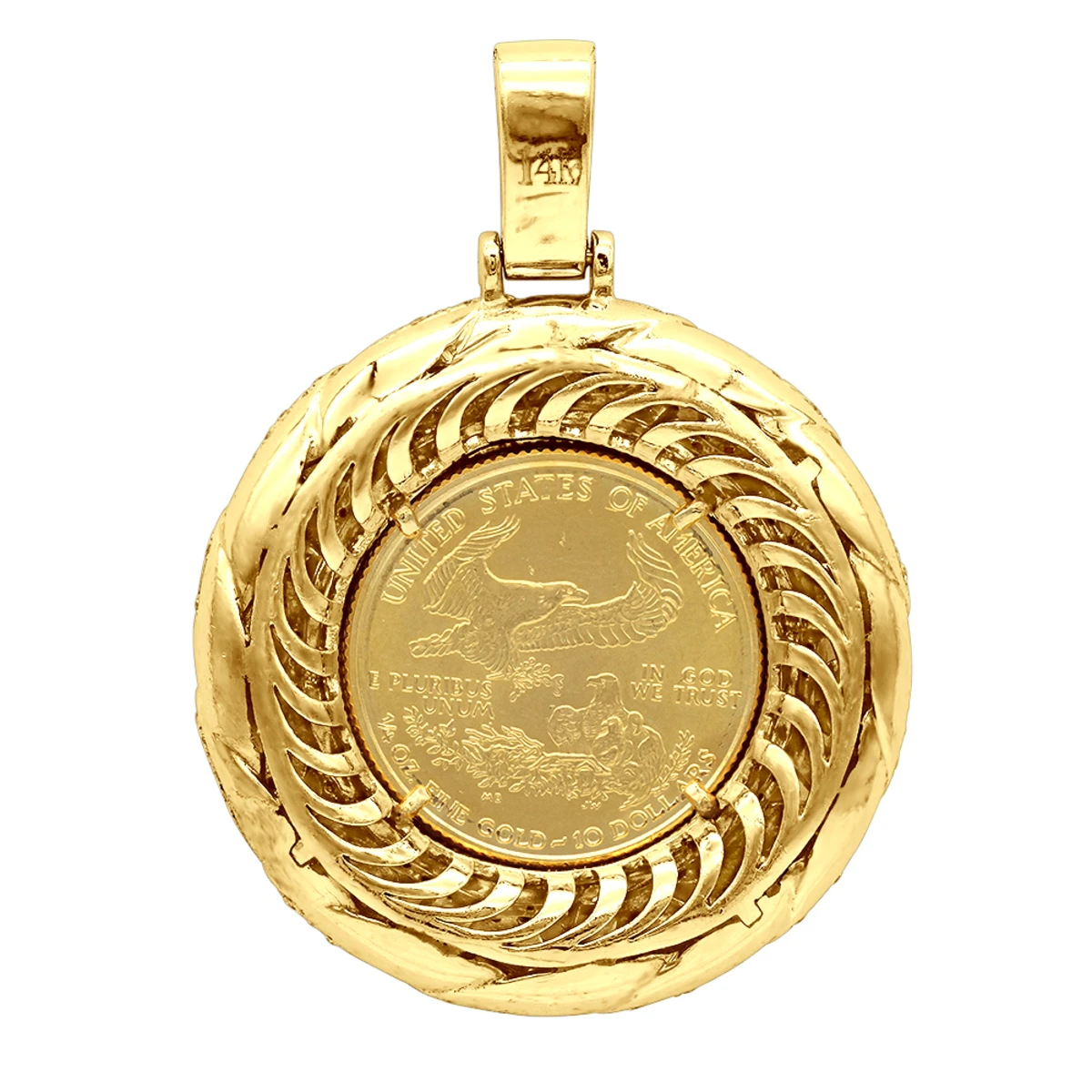 Unique 14K Rose Gold Liberty Coin Diamond Pendant For Men Medallion 3.1ct. 5 Unique 14K Rose Gold Liberty Coin Diamond Pendant For Men Medallion 3.1ct. - Image 5