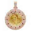 Unique 14K Rose Gold Liberty Coin Diamond Pendant For Men Medallion 3.1ct.