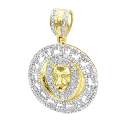 Unique Luxurman 10K Yellow Gold Lion Head Diamond Pendant For Men Medallion 0.9ct