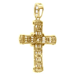 Unique Men's Diamond Cross Pendant 14K Yellow Gold 2 Inch 3 Carats -Jewelry Sales Store unique mens diamond cross pendant 14k gold 2 inch 3 carats 803238 backye