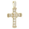 Unique Men's Diamond Cross Pendant 14K Yellow Gold 2 Inch 3 Carats