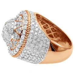 Unique Men's Diamond Ring 4 Carat Statement Or Large Pinky Ring 14K Yellow Gold -Jewelry Sales Store unique mens diamond ring 4 carat statement or large pinky ring 14k gold 803252 backro