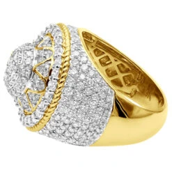 Unique Men's Diamond Ring 4 Carat Statement Or Large Pinky Ring 14K Yellow Gold -Jewelry Sales Store unique mens diamond ring 4 carat statement or large pinky ring 14k gold 803252 backye