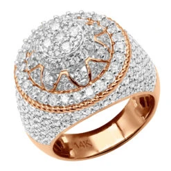 Unique Men's Diamond Ring 4 Carat Statement Or Large Pinky Ring 14K Yellow Gold -Jewelry Sales Store unique mens diamond ring 4 carat statement or large pinky ring 14k gold 803252 ro