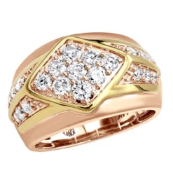 Unique Men's Diamond Ring 14K White Gold Luxurman Wedding Band 1.6ct -Jewelry Sales Store unique mens diamond ring in 14k gold luxurman wedding band 1 6ct ro