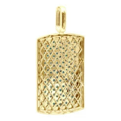 Unique 14K White Gold Blue Diamonds Dog Tag Pendant For Men 3.25ctw -Jewelry Sales Store unique solid 14k gold blue diamonds dog tag pendant for men 325ctw 405831b back yellow