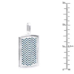 Unique 14K White Gold Blue Diamonds Dog Tag Pendant For Men 3.25ctw -Jewelry Sales Store unique solid 14k gold blue diamonds dog tag pendant for men 325ctw 405831b ruler white