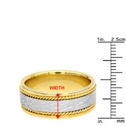 Unique Solid Two Tone Solid 14K Yellow Gold Men's Braided Wedding Band Comfort Fit Design -Jewelry Sales Store unique solid two tone 14k gold mens braided wedding band comfort fit design 002000 rulerye