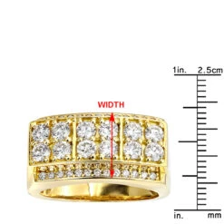 Unique Statement 2 Carat G VS Diamond Ring For Men 18K Yellow Gold Band -Jewelry Sales Store unique statement 2 carat g vs diamond ring for men 18k gold band 000778 rulerye