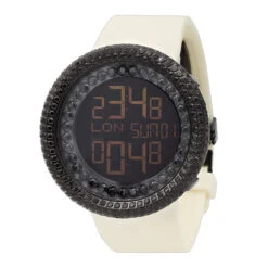 JoJino Black Simulated Diamond Watch For Men Large Digital Watch Rubber Band