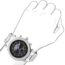 JoJino Chronograph Large Men's Diamond Watch 0.25ct Iced Out Black Blue MOP Dial -Jewelry Sales Store watches jojino chronograph large mens diamond watch 025ct iced out black blue mop dial 968750 bod