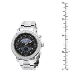 JoJino Chronograph Large Men's Diamond Watch 0.25ct Iced Out Black Blue MOP Dial -Jewelry Sales Store watches jojino chronograph large mens diamond watch 025ct iced out black blue mop dial 968750 ruler