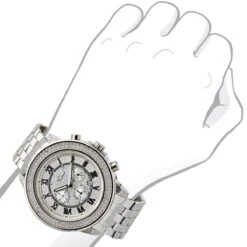 JoJino Chronograph Large Men's Diamond Watch 0.25ct Roman Numerals Iced Out Dial -Jewelry Sales Store watches jojino chronograph large mens diamond watch 025ct roman numerals iced out dial 968778 bod