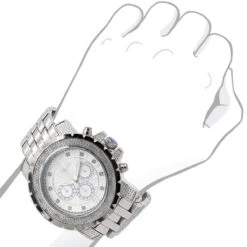 JoJino Chronograph Large Men's Diamond Watch 0.25ct Roman Numerals White Dial -Jewelry Sales Store watches jojino chronograph large mens diamond watch 025ct roman numerals white dial 968799 bod