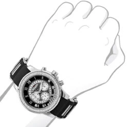 JoJino Floating Stones Men's Diamond Watch Black Rubber Band Chronograph Date -Jewelry Sales Store watches jojino floating stones mens diamond watch black rubber band chronograph date 968764 bod