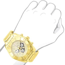 JoJino Large Men's Diamond Watch 0.25ct Iced Out Yellow Dial Chronograph -Jewelry Sales Store watches jojino large mens diamond watch 025ct iced out yellow dial chronograph 968752 bod