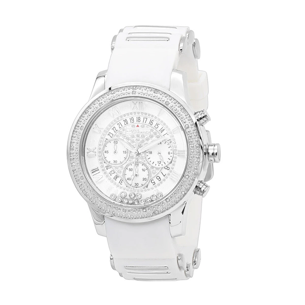 White Jojino Men's Diamond Watch Floating Stones Rubber Band Chronograph 0.25ct 1 White Jojino Men's Diamond Watch Floating Stones Rubber Band Chronograph 0.25ct
