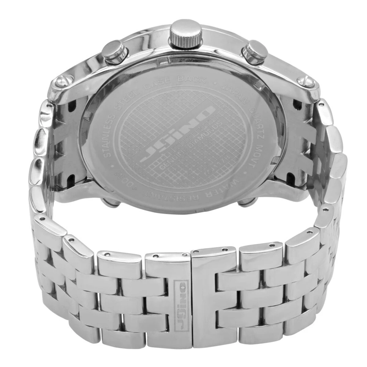 Oversized JoJino Men's Diamond Watch Five Time Zones White Iced Out Dial 0.25ct 2 Oversized JoJino Men's Diamond Watch Five Time Zones White Iced Out Dial 0.25ct - Image 2