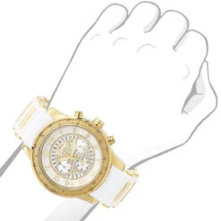 Yellow Gold Plt Jojino Men's Diamond Watch W White Rubber Band Chronograph -Jewelry Sales Store watches yellow gold plt jojino mens diamond watch w white rubber band chronograph 968766 bod
