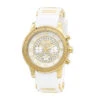 Yellow Gold Plt Jojino Men's Diamond Watch W White Rubber Band Chronograph