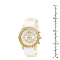 Yellow Gold Plt Jojino Men's Diamond Watch W White Rubber Band Chronograph -Jewelry Sales Store watches yellow gold plt jojino mens diamond watch w white rubber band chronograph 968766 ruler
