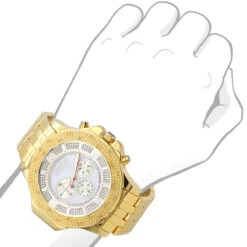 Yellow JoJino Chronograph Large Men's Diamond Watch 0.25ct White MOP Dial & Subdials -Jewelry Sales Store watches yellow jojino chronograph large mens diamond watch 025ct white mop dial subdials 968741 bod