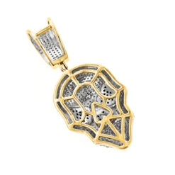 White And Black Diamond Iced Out Skull Pendant 10K Yellow Gold 0.83ct -Jewelry Sales Store white and black diamond iced out skull pendant in 10k gold 083ct backye